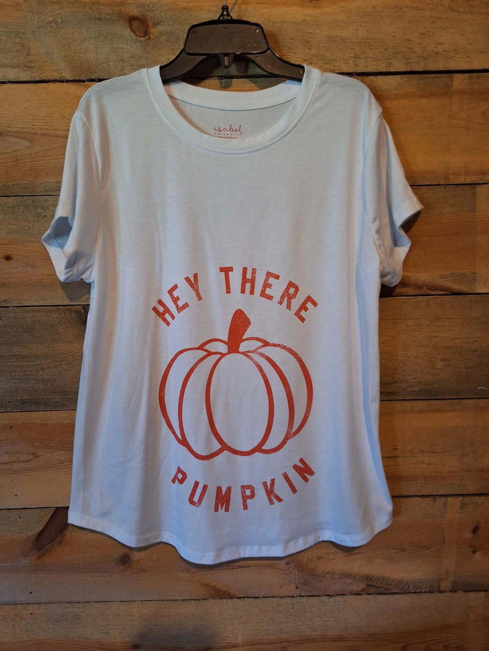 Ingrid & Isabel Maternity White Tee with Orange Pumpkin Graphic